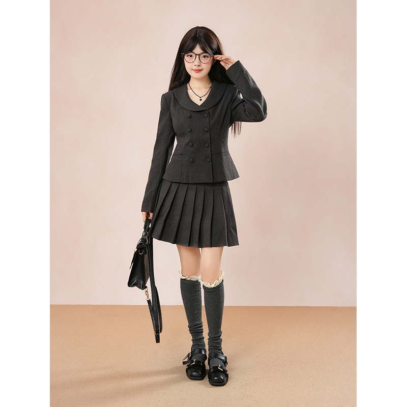 藤色町 法式高级感小廓形西装外套+高腰显瘦百褶裙两件套秋季新款,女装/女士精品,时尚套装,淘宝优惠券,粉丝福利购,淘宝优惠卷