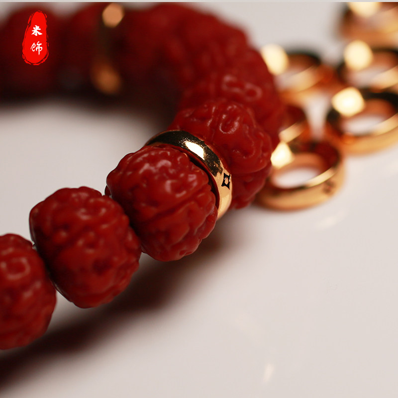 24k黄铜镀金手串卡环18k包金非石页卡环猴头金刚菩提配饰跑环圈圈