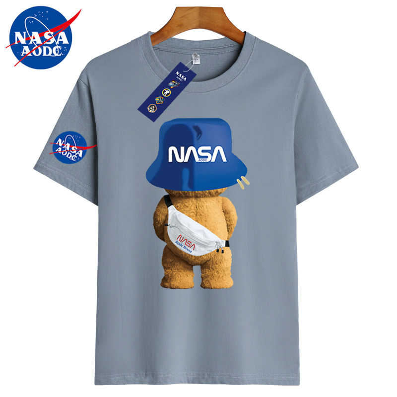 NASA AODC联名100%纯棉短袖t恤男女青年夏季情侣潮牌宽松半袖上衣