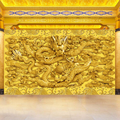 3d浮雕金龙祥云壁画酒店大堂办公室招财背景墙纸佛道仙堂龙纹墙布