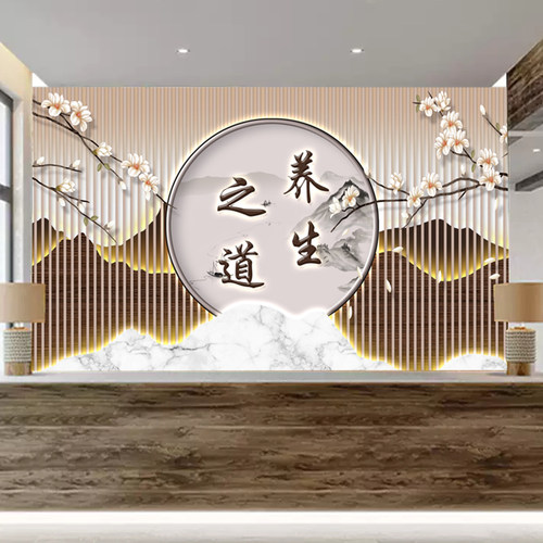 中医养生馆理疗足疗店墙布