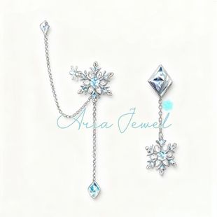 【茉时花信】小茉莉的的雪花耳夹2025新款绝美雪花耳钉耳夹一体