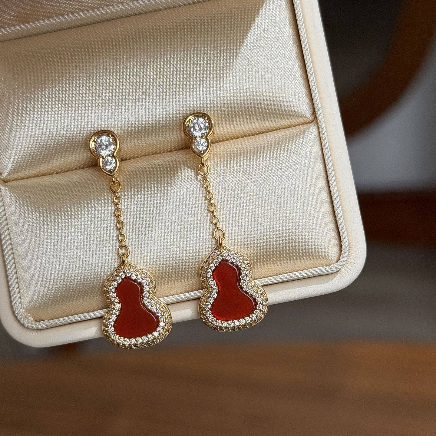 新年红色葫芦长款轻奢耳环2026新款爆款高级感小众女耳钉耳饰,饰品/流行首饰/时尚饰品新,耳环,淘宝优惠券,粉丝福利购,淘宝优惠卷