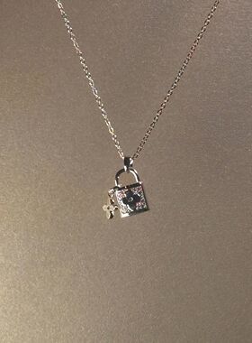 【寻光】中古银色锁头项链复古vintage爆闪精致小众锁骨链