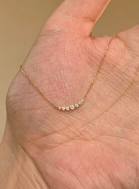 金色mini微笑几何闪钻项链2026新款轻奢精致锁骨链高级感气质颈链