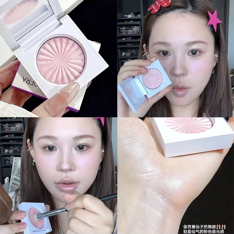 韩女水光肌不粘头发的秘密！ofra单色高光腮红水光爆闪自然提亮04