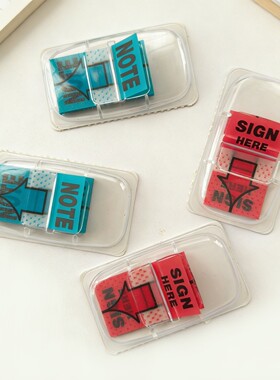 英文签名指示标签贴便利贴sign here合同老板签名提醒索引指示贴