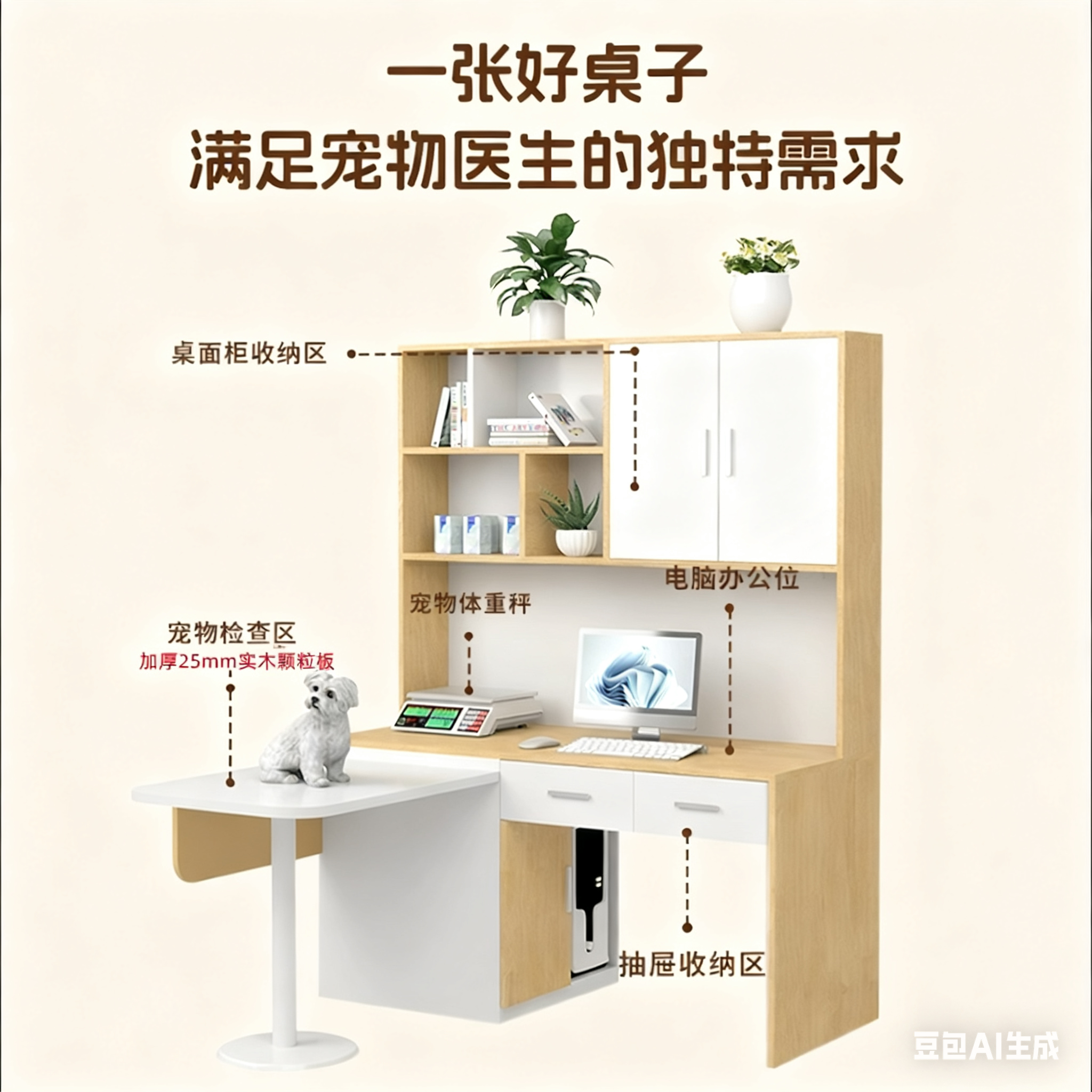 医生办公桌宠物医院诊疗桌医生检查治疗桌宠物医生治疗桌宠物诊所