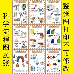 幼儿园科学区实验流程图步骤图26张整张图打印不可修改