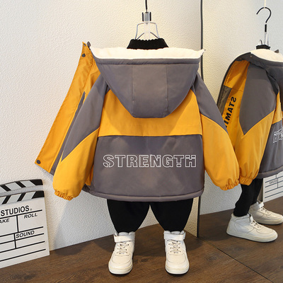 男童加绒外套2025新款今年流行爆款冬季夹棉加厚棉衣棉袄帅气棉服