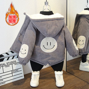 男童加绒外套2025新款灯芯绒派克服韩版潮童装中小童儿童冬装帅气