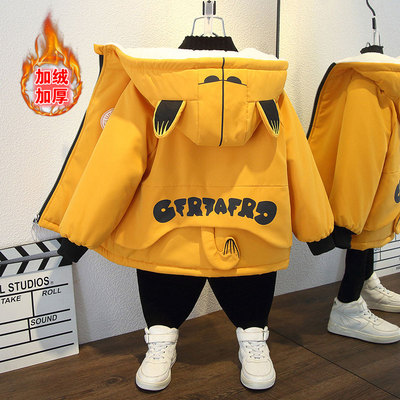 男童加绒外套2025新款冬装加厚棉服儿童洋气棉衣过年服童装中小童
