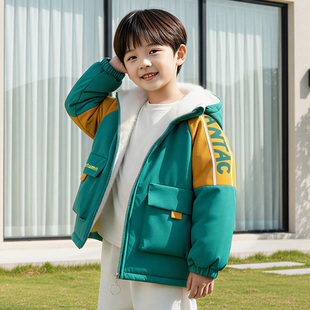 男童加绒外套2025新款派克服冬季加厚棉服棉衣痞帅冬装炸街帅气