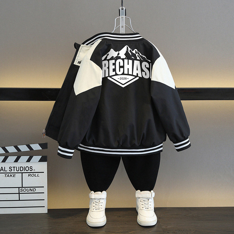 男童春装外套薄款2026新款冲锋衣棒球服帅气夹克潮童装痞帅中大童