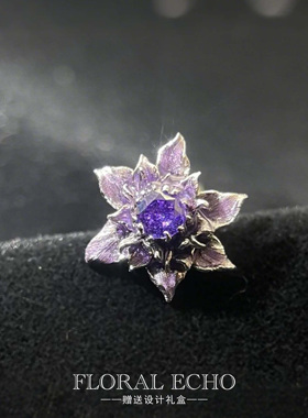 【暮光盛放】原创铁线莲耳钉 珐琅设计小众高级感925银小耳钉