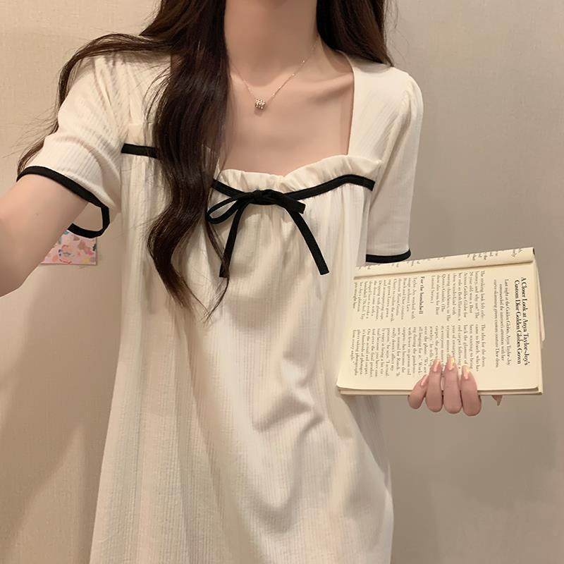 大码300斤短袖蝴蝶结睡裙蕾丝花边女夏季甜美学生宿舍家居服睡衣,女士内衣/男士内衣/家居服,睡袍/浴袍,淘宝优惠券,粉丝福利购,淘宝优惠卷