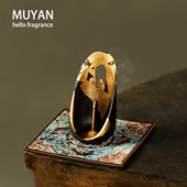 大漆金箔香炉香座非遗小众高级感线香插日式 禅意陶瓷香薰炉