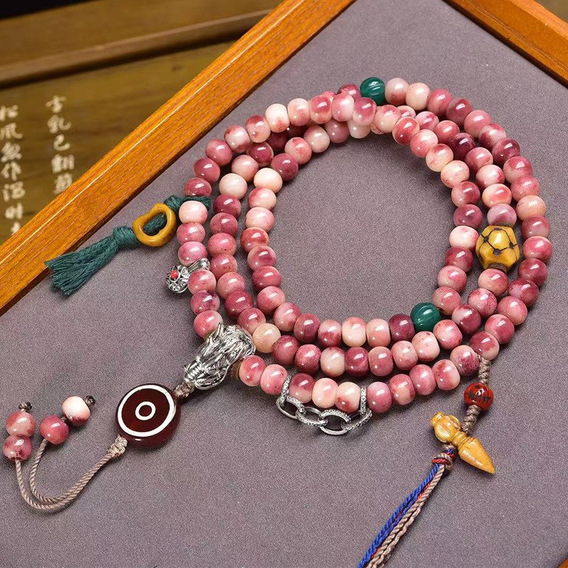 天然紫血骆驼骨108颗佛珠项链