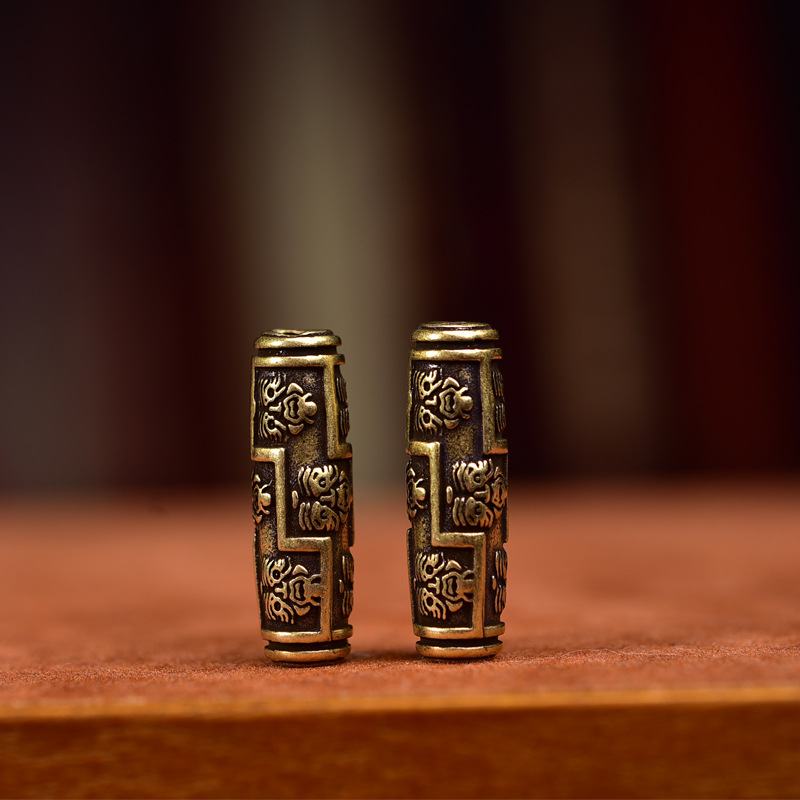 手工DIY半成品黄铜扎基拉姆九眼桶珠配件文玩佛珠顶珠腰珠饰品