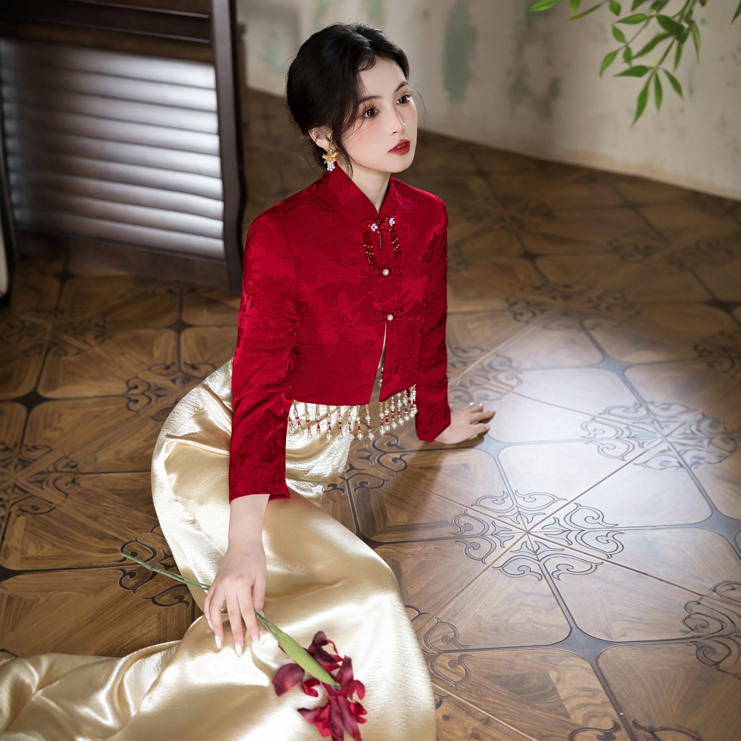 海棠记红色敬酒服新娘旗袍2025冬