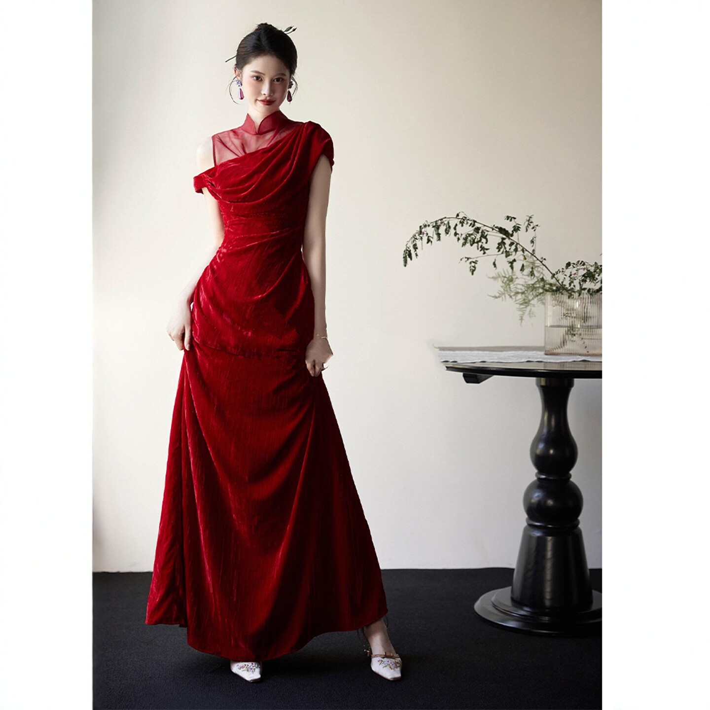 海棠记新中式晨袍女新娘敬酒服2025丝绒复古气质改良旗袍订婚礼服