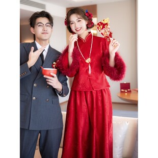 孕妇敬酒服2026新款大码胖mm新中式结婚订婚礼服女回门便装秋冬季