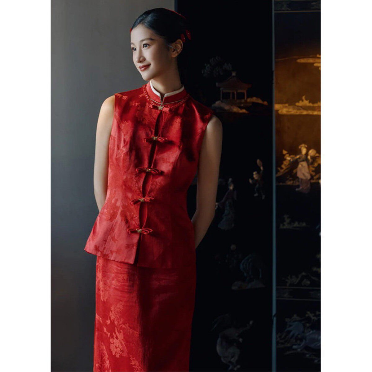 新中式敬酒服新娘2026新款新娘红色复古晨袍女高级感订婚结婚礼服