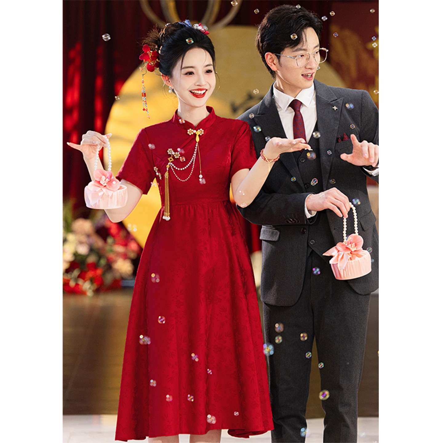 海棠记新中式敬酒服新娘2025款孕妇订婚旗袍女大码出阁宴礼服胖mm