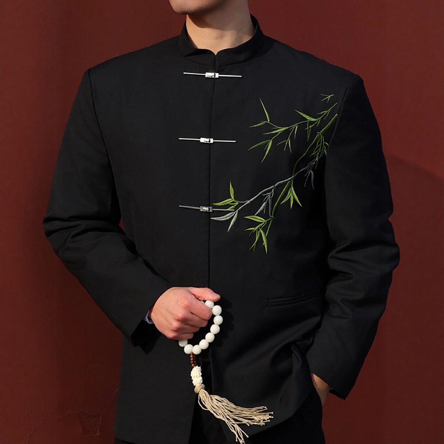 海棠记新中式国风中山装翠竹西装