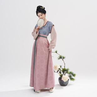 海棠记原创唐制汉服[碧城]敦煌印花唐褙子夏内搭圆领衫八破裙日常