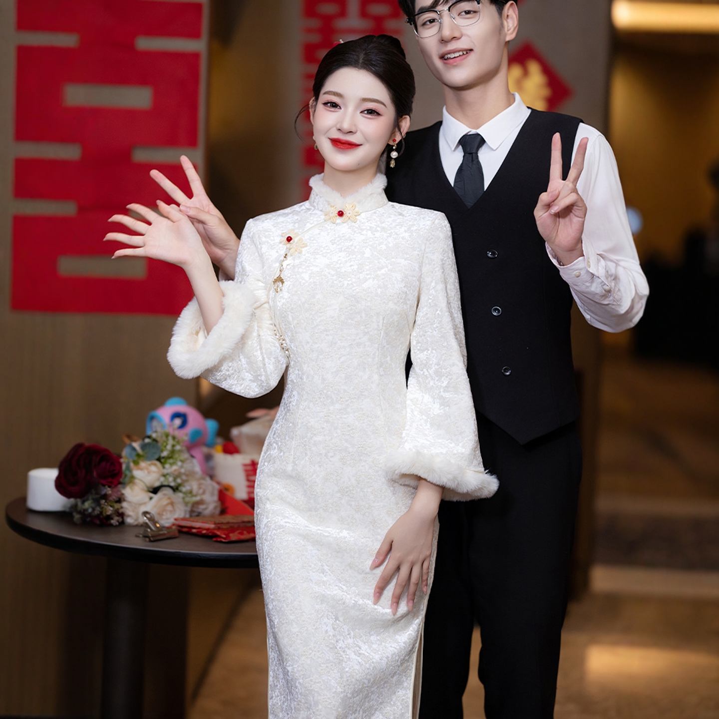 海棠记白订婚领证登记礼服新款裙