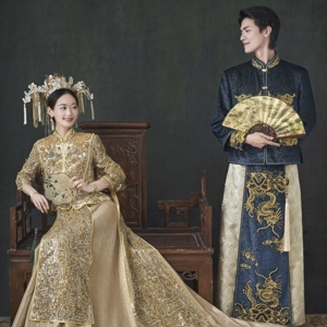 海棠记秀禾服男新郎婚服龙凤褂