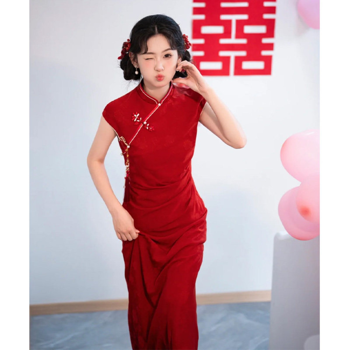 海棠记红色新中式订婚旗袍女2026新娘结婚礼服领证礼裙晨袍高级感