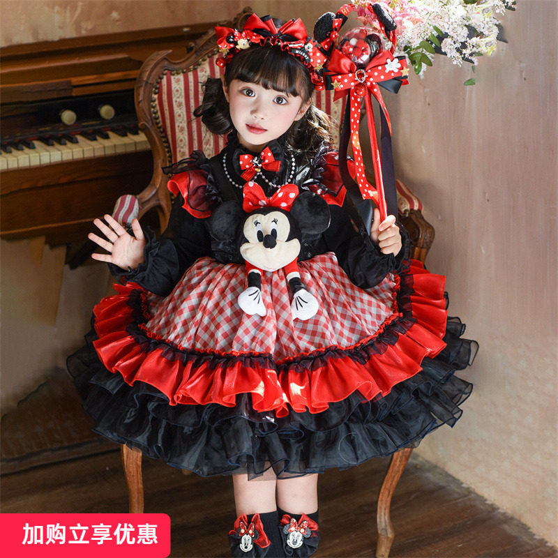 万圣节儿童服装生日洛丽塔女童公主裙秋冬米妮礼服裙子蓬蓬连衣裙