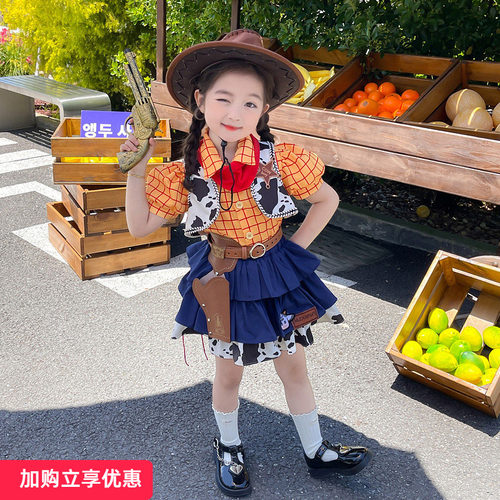 女童夏款洋气牛仔风套装蛋糕裙