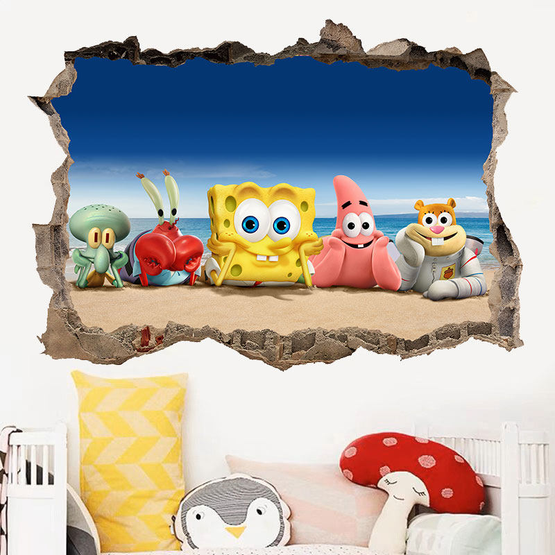 海绵宝宝墙贴宿舍卧室墙面壁纸派大星章鱼哥窗口装饰海报自粘贴画,家居饰品,软装墙贴,淘宝优惠券,粉丝福利购,淘宝优惠卷