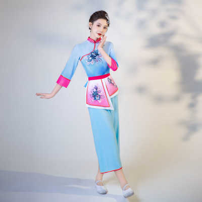 新款民族舞成人中国风村姑服装