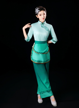 2025新款古典舞采茶舞蹈演出服女新款秧歌乡村新颜群舞斗笠服装