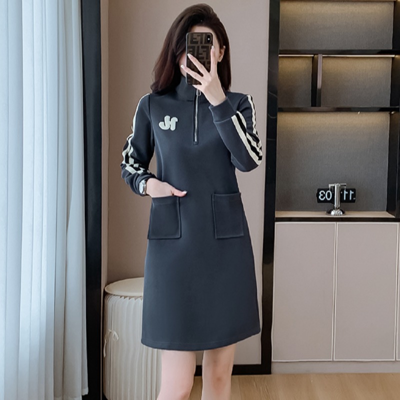 春秋冬款宽松长袖卫衣时尚连衣裙