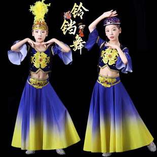 新疆舞蹈演出服儿童维吾尔族服装手鼓舞古丽演出服哈萨克儿童服装