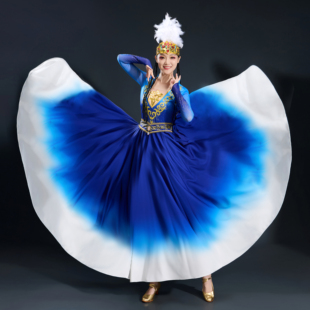 新疆舞蹈演出服女成人维吾尔族服装 艺考剧目大摆裙民族风表演服装