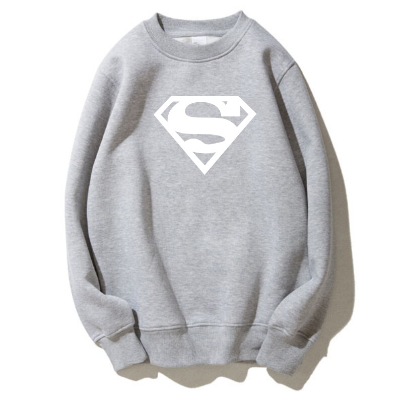 超人钻石图案套头厚款卫衣加绒圆领韩版修身潮流青少年学生
