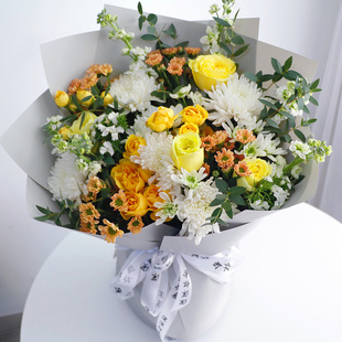 北京天津黄菊白菊花花束上坟扫墓鲜花葬礼悼念祭奠清明节繁花阁