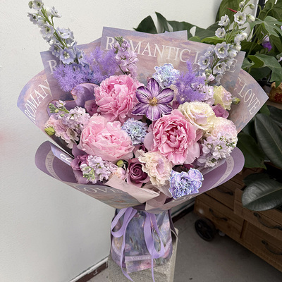 沙拉芍药鲜花北京送花天津牡丹花束送妈妈落日珊瑚送女友羞涩女王