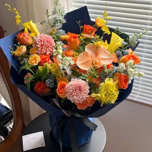 喷染鲜花郁金香百合花束天津同城超大花束熊抱北京生日繁花阁