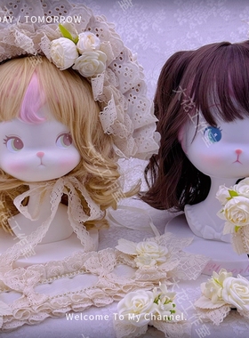 原创生成色温柔奶芙米色sax色蕾丝洛丽塔发饰BNT发箍发夹