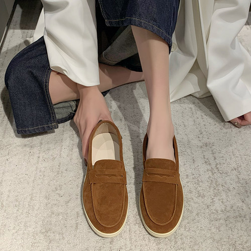 软底豆豆鞋女2026年春季新款一脚蹬懒人单鞋休闲百搭乐福鞋平底43