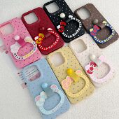 16Pro 小红书爆款 14plus皮纹13Pro 12Promax女11 新款 皮革支架适用苹果16Promax手机壳iPhone15Plus手绳14