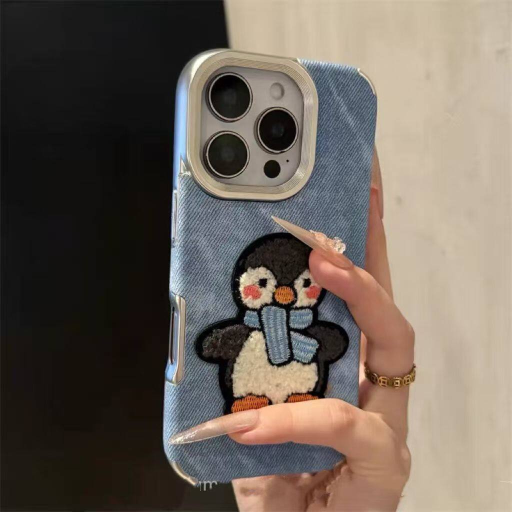 小红书爆款电镀牛仔纹适用苹果16Promax手机壳iPhone15Plus手绳14/13/17Promax女11/17Pro华为mate70Pro/60