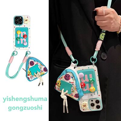 小红书爆款斜挎卡包迷你书包适用苹果17Promax手机壳iPhone15Plus手绳14/13/16Promax女11/17Pro/14plus卡通